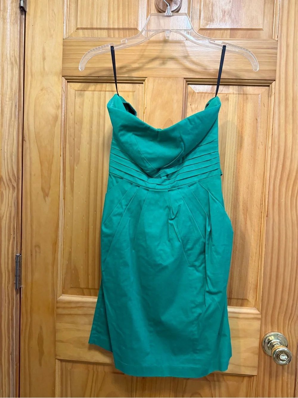 VTG. As U Wish Emerald Green strapless Dress with Black Label juniors size 7